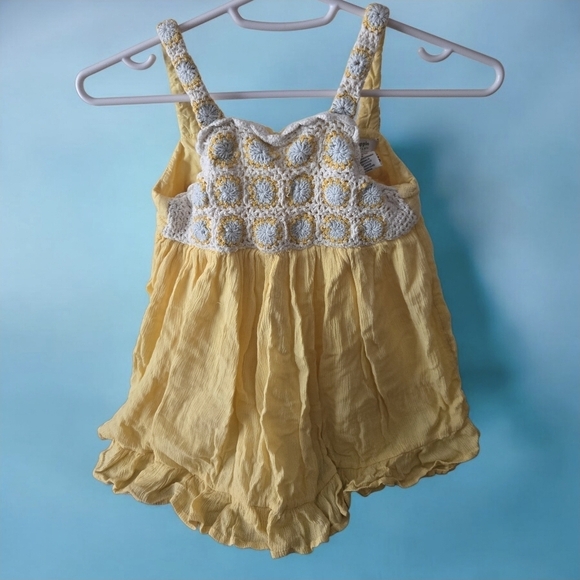 Haute Hippie Other - Haute Hippie Crochet Dress Girls 5t Yellow Sunflower Boho Baby Naturals
